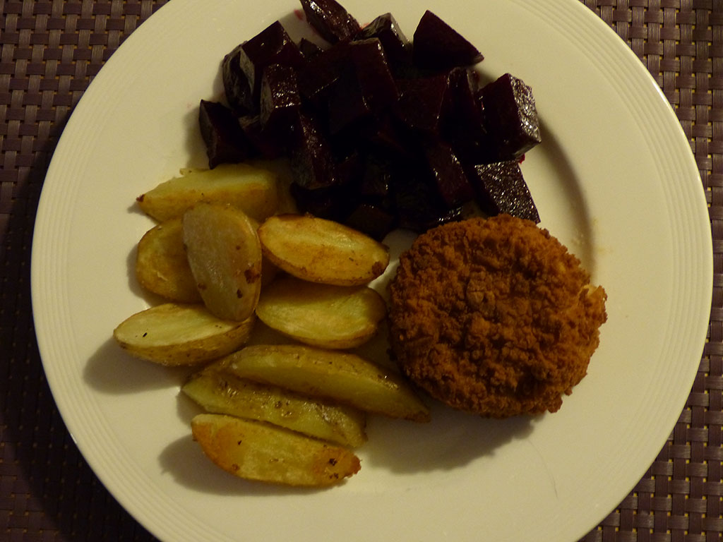 Beetroot with fishcakes