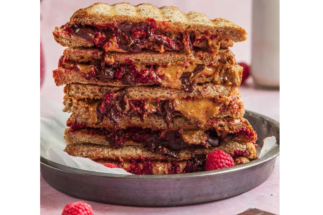 Peanut Butter & Chocolate Raspberry Grilled Sandwich