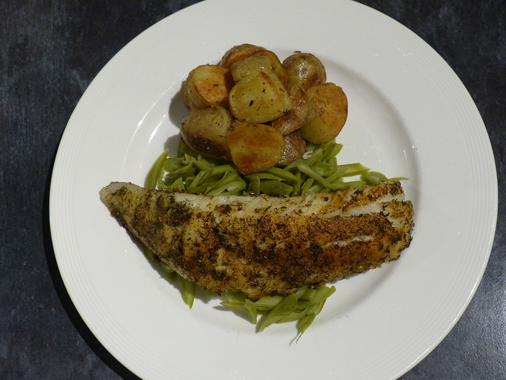 Whiting with Runnerbeans & Potatoes